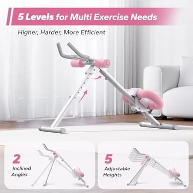 MERACH Ab Machine, Ab Workout Equipment, Adjustable Ab Trainer Machine for Abs Workout at Home Gym, Foldable, Knee Protection, Abdominal Trainer for Stomach Workout (Pink) - Image 3