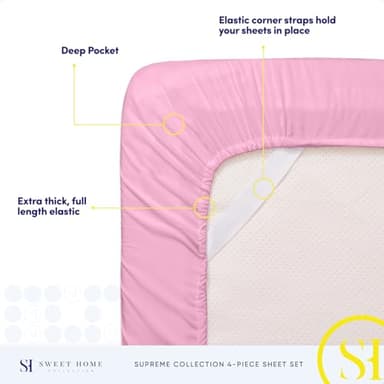 Queen Size Bed Sheets - Breathable Luxury Sheets with Full Elastic & Secure Corner Straps Built In - 1800 Supreme Collection Extra Soft Deep Pocket Bedding Set, Sheet Set, Queen, Pink - Image 5