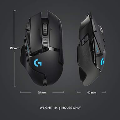 Logitech G502 Lightspeed Wireless Gaming Mouse with Hero 25K Sensor, PowerPlay Compatible, Tunable Weights and Lightsync RGB - Black - Image 10