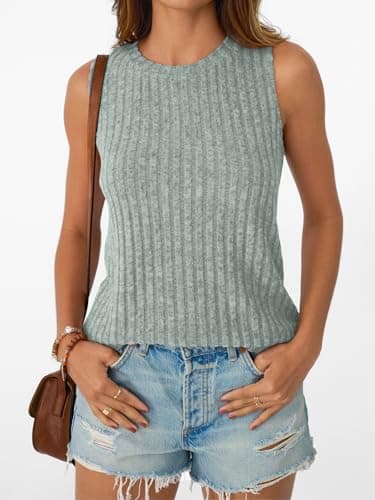 AUTOMET Summer Tank Tops Womens Sleeveless Tunic Shirts Basic Soft Clothes 2025 Casual Trendy Spring Beach Fashion Vacation Outfits Green M - Image 2