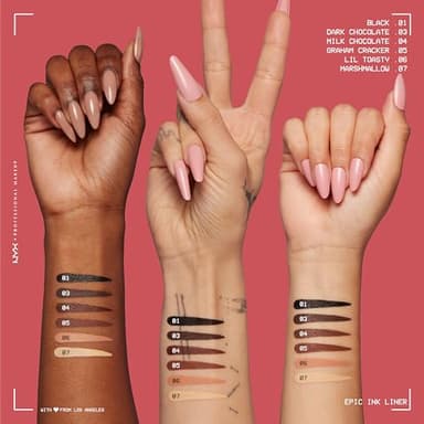 NYX PROFESSIONAL MAKEUP Epic Ink Liner, Waterproof Liquid Eyeliner with Vegan Formula - Dark Chocolate (Dark Brown Matte) - Image 3