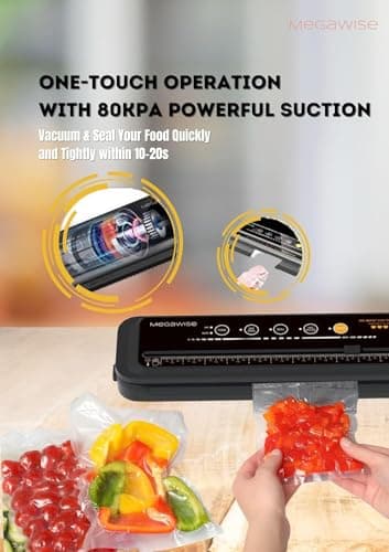 MegaWise Powerful and Compact Vacuum Sealer Machine One-Touch Automatic Food Sealer - Image 2