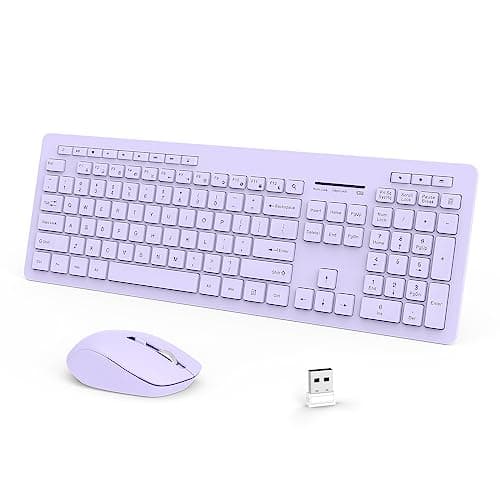 seenda Wireless Keyboard and Mouse Combo, 2.4GHz Cordless Quiet Keyboard Mouse with USB Receiver, Full Size Cute Purple Combo, Compatible for Windows Laptop Computer Desktop PC, Purple - Image 1