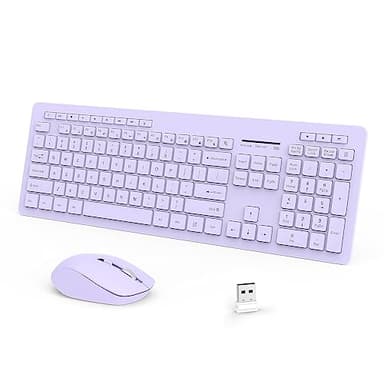 seenda Wireless Keyboard and Mouse Combo, 2.4GHz Cordless Quiet Keyboard Mouse with USB Receiver, Full Size Cute Purple Combo, Compatible for Windows Laptop Computer Desktop PC, Purple - Image 1