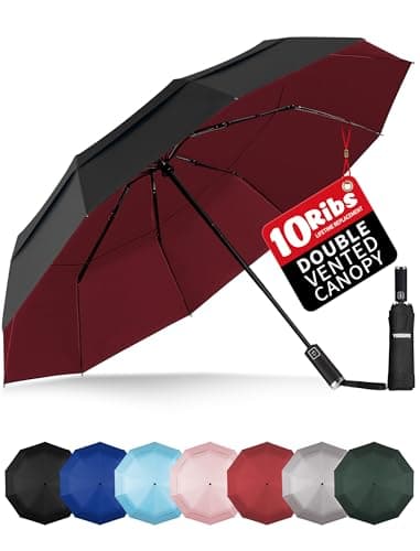 Yoobure Double Vented Canopy Travel Umbrella, Automatic Umbrellas for Rain - Windproof UV Sun Protection Compact Umbrella for Car/Walking/Backpack, Lightweight Large Auto Open Close - Image 1