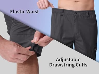 MAGNIVIT Mens Capri Long Twill Elastic Cargo Shorts Below Knee 3/4 Cargo Shorts Cotton Relaxed Fit Casual Multi-Pocket Grey 36 - Image 5