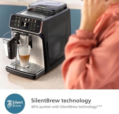 Philips 5500 Series Fully Automatic Espresso Machine, LatteGo Milk System, Integrated Grinder, 20 Hot & Iced Coffee Pre-Sets, SilentBrew, 15-Bar, Black Chrome (EP5544/94) (Renewed) - Image 7