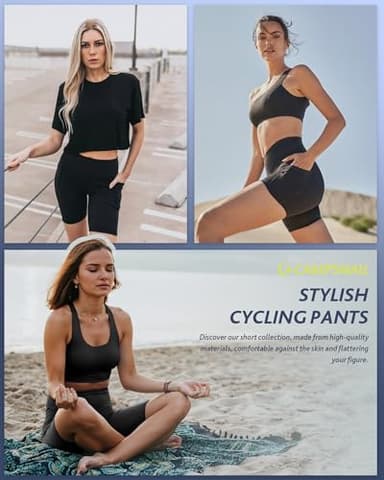 CAMPSNAIL Biker Shorts Women with Pockets - 3"/5"/8" High Waisted Workout Spandex Tummy Control Gym Running Yoga Shorts - Image 2