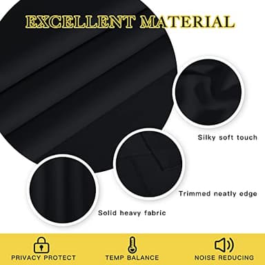 NICETOWN Black Out 132 inch Curtain for Patio Door, Grommet Thermal Insulated Room Divider Extra Wide Window Treatment Sound Reducing for Bedroom, Black, 1 Panel, W100 x L132 - Image 5