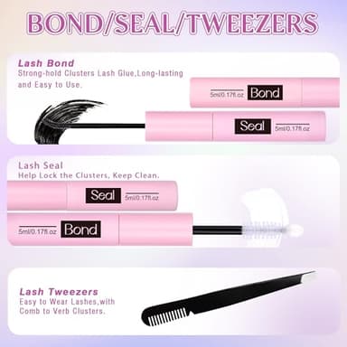 Lash Extension Kit Lash Clusters Thick Individual Lashes 10-16mm Eyelashes Extension Kit 50D Wispy Mink Lash Kit Cluster Lashes with Lash Bond and Seal by Winifred - Image 6