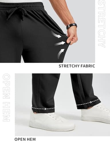 Idtswch 38 Inseam Mens Tall Sweatpants Open Bottom Joggers Casual Loose Fit Athletic Yoga Pants with Pockets Black - Image 4