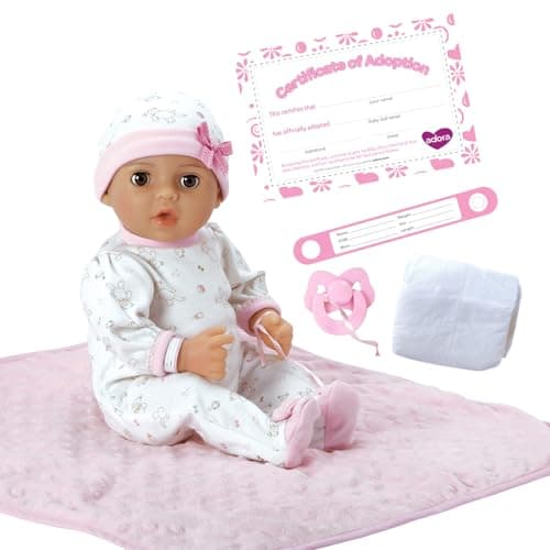 Adora 16 Inch Girl Baby Doll with Accessories Matching 9-Piece Set Including a Pacifier, Hospital, Bracelet, Diaper, and More Gift for Toddlers Ages 3+ Adoption Babies Collection - Cherish - Image 1