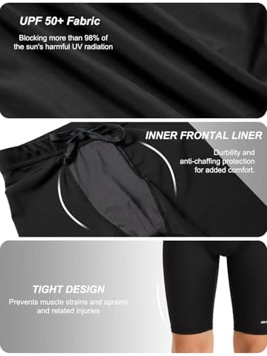 DEVOROPA Boys' Swim Jammers Youth Competitive Swim Team Suit Quick Dry Athletic Swimming Shorts UPF 50+ Black L - Image 5