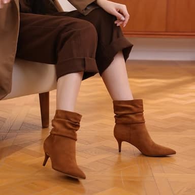 CosyFever Sexy Slouch Ankle Boots for Women with Fashon Mid Stiletto Heels Pointed Toe - 7.5 B(M) US - Image 6