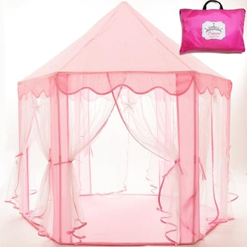 Princess Castle Playhouse Tent Toy for Girls, Pink Kids Play House Indoor, Christmas Birthday Gift for Little Girls Age 3 4 5 6 7, Play Tent for 3-10 Year Old Girl - Image 1