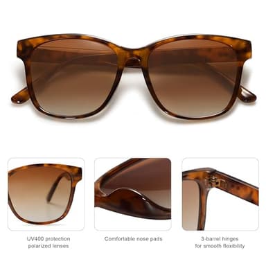 SOJOS Oversized Polarized Sunglasses Womens Mens Trendy Square Shades SJ2203,Brown/Brown - Image 5