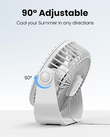 Gaiatop USB Desk Fan, 3 Speeds Strong Airflow, 5.5 Inch Portable 90° Rotate Quiet Cooling, Small Personal Table Fans for Bedroom Home Office Travel White - Image 5