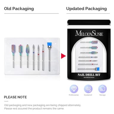 MelodySusie Nail Drill Bits Set, 7pcs Tungsten Carbide Diamond Nail Drill Bits for Acrylic Nails Poly Gel Cuticle Remove, 3/32'' Professional Nail Bits for Nail Drill Efile, Manicure Pedicure Tools - Image 3