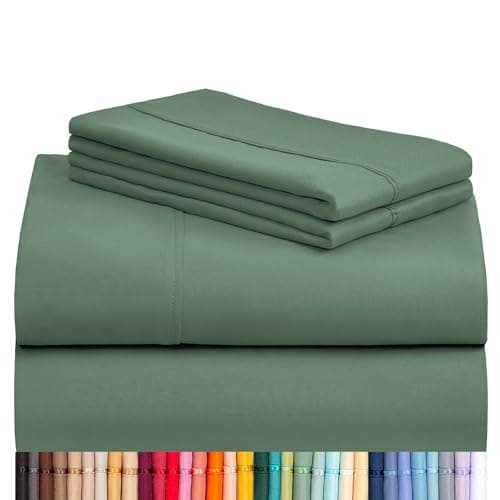 LuxClub 4 PC Full Sheet Set, Breathable Luxury Bed Sheets, Deep Pockets Wrinkle Free Cooling Bed Sheets Machine Washable Hotel Bedding Silky Soft - Tree Moss Green Full - Image 1