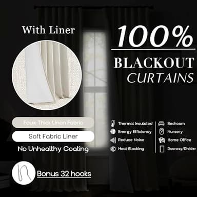 PANELSBURG Extra Long Floor to Ceiling French Country Curtains by Size 108 Inches Long 2 Panels Cream Neutral Girls Privacy Curtains for Bedroom Pleated Curtain with Hooks - Image 4