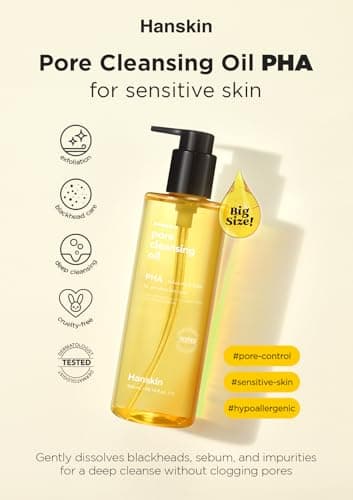 Hanskin Pore Cleansing Oil, Oil Cleanser for Face, Makeup Blackhead Sebum Remover, Korean Deep Pore Cleanser for Sensitive Skin [PHA] (10.14 oz) - Image 2