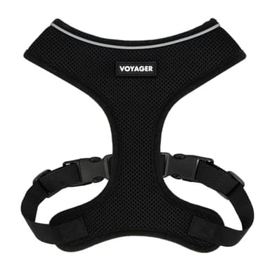 Best Pet Supplies Voyager Mesh Dog Breathable Harness Reflective Stitching, All Weather Adjustable for Walking Training, or Running - Heavy Duty & Durable, 220 Style (Black), S - Image 1