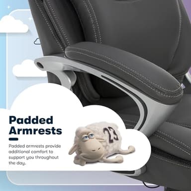 Serta Bryce Executive Office Chair, Ergonomic Computer DeskChairs with Patented AIR Lumbar Support, Comfy Body Pillows, Height Adjustable, Swivel Base with Wheels, Bonded Leather, Gray - Image 6