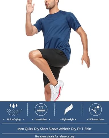 Kinglaman Mesh Workout Shirts for Men Dry Fit Gym Shirts Quick Dry Athletic Short Sleeve Sports T-Shirt Moisture Wicking 1 Black 1 Gray 1 White 1 Blue 1 Green X-Large - Image 5