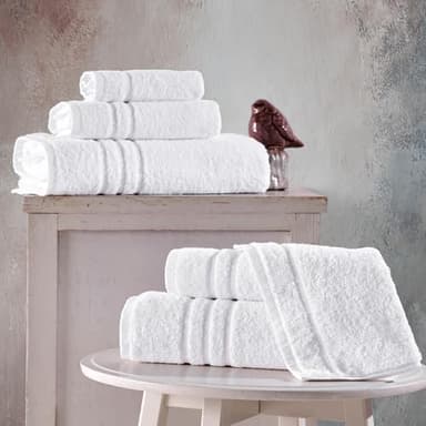 Hawmam Linen White 6 Piece Bath Towels Set for Bathroom Original Turkish Cotton Soft, Absorbent and Premium 2 Bath Towels, 2 Hand Towels, 2 Washcloths - Image 2