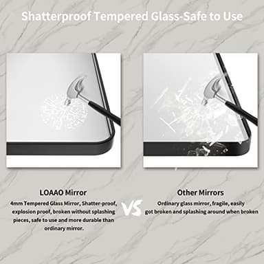 LOAAO 48X32 Inch Black Metal Framed Bathroom Mirror for Wall, Matte Black Bathroom Vanity Mirror Farmhouse, Large Rounded Rectangle Mirror, Anti-Rust, Tempered Glass, Hangs Horizontally or Vertically - Image 6