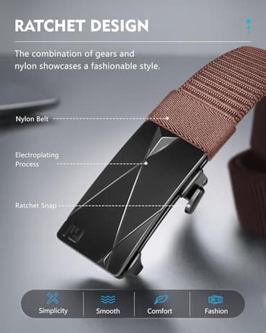 FAIRWIN Ratchet Belts for Men - Nylon Web Belts for Golf Work Casual, Adjustable Webbing for Daily/Outdoor/Business - Image 2