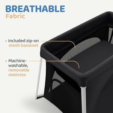 HARPPA Travel Crib with Comfy Mattress, Lightweight Portable Crib Requires No Assembly, Foldable Pack and Play for Baby and Toddlers, Compact Play Yard with Bed,Black - Image 8