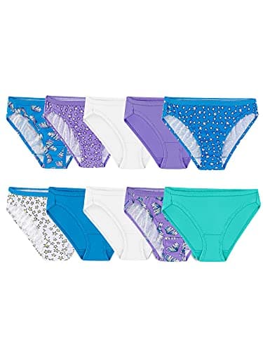 Fruit of the Loom Girls' Big Cotton Bikini Underwear Multipacks, 10 Pack-Fashion Assorted, 8 - Image 1