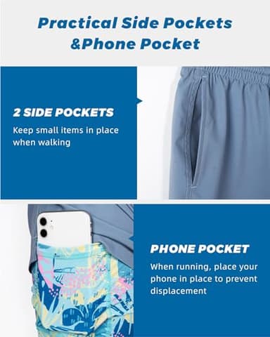 SURF CUZ Mens Swim Trunks with Compression Liner Quick Dry Swim Shorts 7" Swimming Trunks Stretch Zipper Pockets Haze Blue Large - Image 6