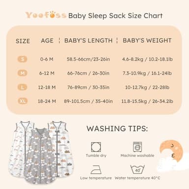 Yoofoss Baby Sleep Sack 6-12 Months Wearable Blanket for Babies 100% Organic Cotton 2-Way Zipper TOG 0.5 Toddler Sleeping Sack 3 Pack, Comfy Lightweight Sleep Sacks - Image 6