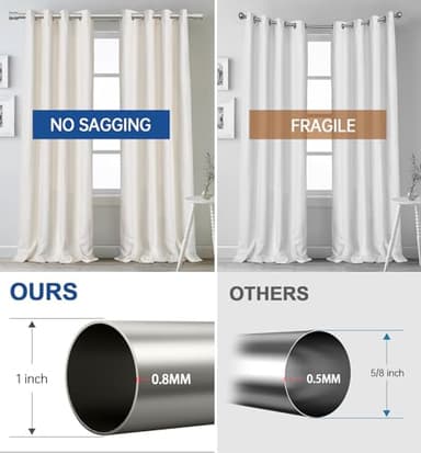 Briofox Silver Curtain Rods for Windows 48 To 84 Inch Heavy Duty Modern End Cap 1 Inch Curtain Rods Adjustable Decorative Drapery Rod for Home,Office,Apartment,Farmhouse - Image 3