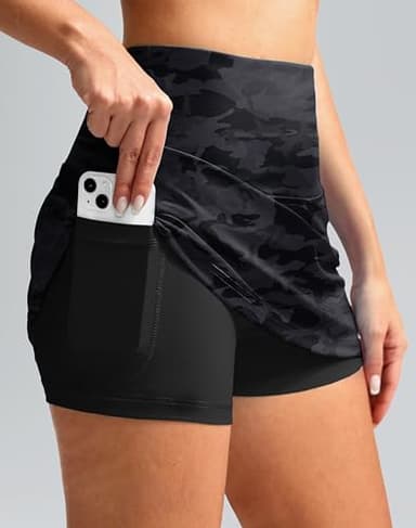 SANTINY Women's High Waisted Swim Skirt with Pocket Tummy Control Tankini Swimsuit Bathing Suit Bottoms for Women (Grey Camo_M) - Image 4