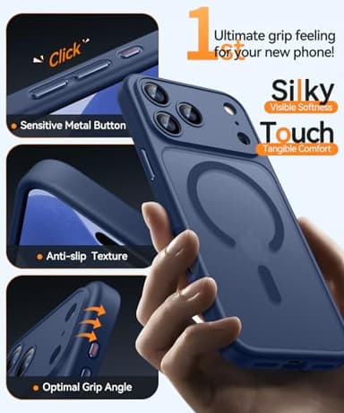 CANSHN Magnetic Compatible with iPhone 17 Pro Max Case, Upgraded [Full Camera Protection] [Compatible with Magsafe] [Translucent Matte] Shockproof Protective Phone Cover 6.9 Inch - Deep Blue - Image 5