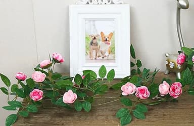 Shyshining 6FT Bendable Pink Rose Flower Garland, Artificial Silk Wild Roses Vine Leaves Hanging Flowers for Wall Fireplace Fence Trellis Wedding Baby Shower Room Home Spring Summer Decor(1PC) - Image 6