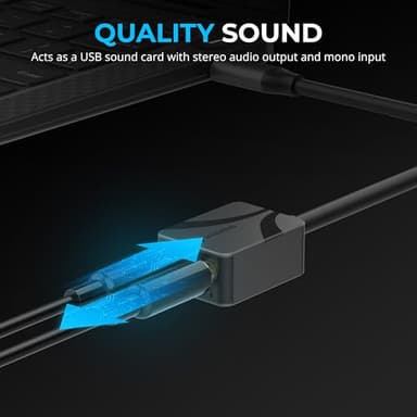 SABRENT USB to 3.5mm Jack Audio Adapter, USB to Headphone Jack Adapter Sound Card, Upgrade to 24-Bit 96Khz for a deep Sound Quality (AU-UCMA) - Image 7