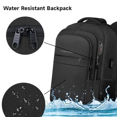 Travel Backpack, Large Carry on Backpack, 17 Inch Laptop Bag, Big Sturdy TSA-Friendly with USB Port College School Rucksack Bag, Gifts for Him Men Women, Black - Image 7