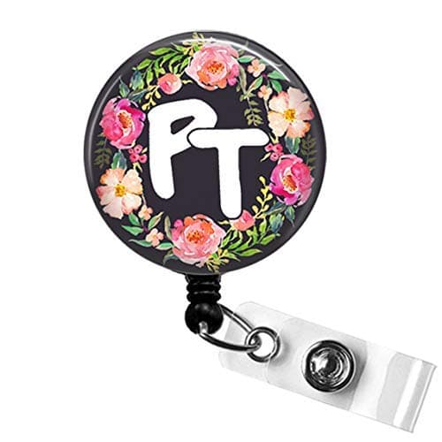 PT Physical Therapy ID Badge Holder, Physical Therapist Graduate Gifts, Physical Therapist Thank You Gift, Retractable ID Badge Reel With Swivel Pinch Clip, PT Therapist Student Graduation Gift