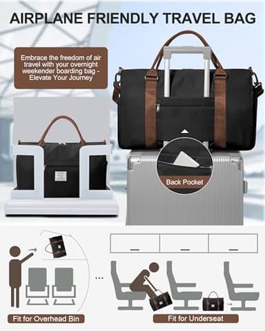 Gym Bag Womens Mens with Shoes Compartment and Wet Pocket Travel Duffel Bag for Women for Plane Sport Gym Tote Bags with Toiletry Bag Waterproof Weekend Overnight Carry on Bag Hospital Holdalls - Image 9