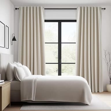 Topfinel Beige Linen Blackout Curtains 84 Inch Long, Modern Black Out Curtains for Bedroom Windows Treatments, Cream Heat & Cold Blocking Back Tab Pleated Drapes for Living Room 2 Panels Cottage 7 FT - Image 7