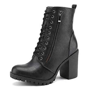 DREAM PAIRS Women's Combat Ankle Boots Chunky Heel Lace up Fashion Heeled Booties,Size 9,Black,SILVERADO - Image 1