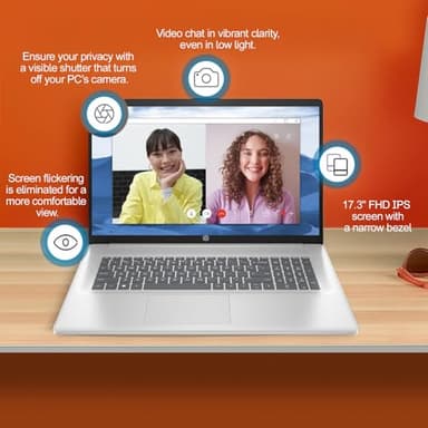 HP 17 inch Laptop, Office Pro Lifetime License, 17.3" Full HD IPS Display, AMD Ryzen 5 7430U, AMD Radeon Graphics, 32 GB RAM, 1 TB SSD, Wi-Fi 6, Copilot AI, Webcam, Windows 11 Pro, w/Accessories - Image 3