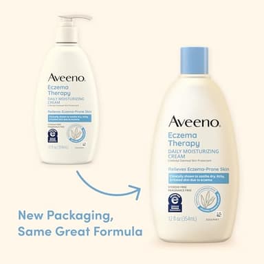 Aveeno Eczema Therapy Daily Moisturizing Cream for Eczema-Prone Skin with Colloidal Oatmeal & Ceramide, Fragrance-Free, Steroid-Free, Soothes Dry, Itchy Irritated, Sensitive Skin 12 fl oz - Image 2