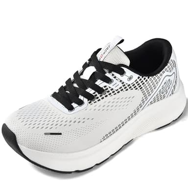 JACKSHIBO Wide Toe Box Shoes for Men Arch Support Shoes Wide Width Sneakers for Running Walking Athletic Tennis Orthopedic Plantar Fasciitis Workout with Thick Cushioned Zero Drop Sole White - Image 1