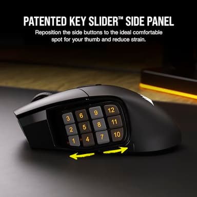 CORSAIR SCIMITAR ELITE RGB WIRELESS MMO Gaming Mouse - 26,000 DPI - 16 Programmable Buttons - Up to 150hrs Battery - iCUE Compatible - Black - Image 4