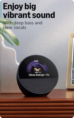 Amazon Echo Spot (newest model), Great for nightstands, offices and kitchens, Smart alarm clock with Alexa, Glacier White - Image 3